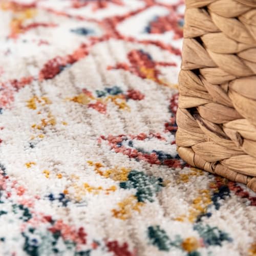 Paco Home Vintage Rug Oriental Design with Modern Ornaments in Faded Beige, Size: 4' x 5'7" - color: Beige, size: 4' x 5'7" (Rectangular)