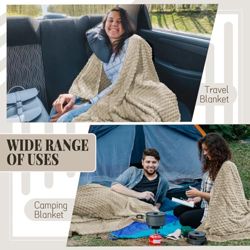 6 Pcs Flannel Throw Blanket Bulk 50 x 60 Inch - 240 GSM Turtle Velvet Jacquard Decorative Blankets Soft Lightweight Bed Throw for Sofa Pet Bed Party Outdoor Wedding Ideas (6, Khaki) - color: Khaki
