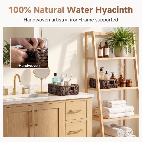 StorageWorks Wicker Baskets for Storage, Water Hyacinth Storage Baskets for Organizing, Wicker Storage Baskets for Shelves, Brown, 2-Pack, 11¼" x 7½" x 3½" - color: Brown (Water Hyacinth), size: 11¼"L x 7½"W x 3½"H