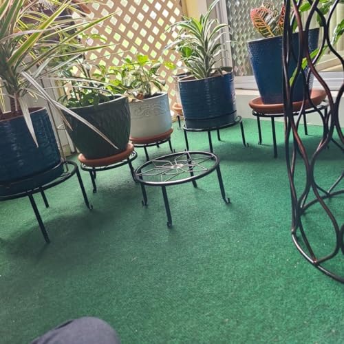 5 Pack Metal Plant Stands for Multiple Plant,Heavy Duty Flower Pot Stands for Outdoor Indoor Plants,Rustproof Iron Round Pot Shelf for Planter - color: Brown