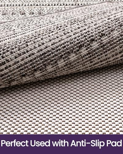 DEXI Hallway Runner Rug 3.3x8, Woven Braided Farmhouse Runner Carpet Indoor, Absorbent Thin Long Entryway Runners for Kitchen, Laundry Room, Patio Entrance, Striped Grey - color: Striped Grey, size: 3'3" X 8' (Rectangular)