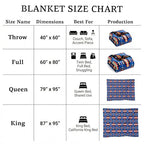 Sacred Thread Aztec Blanket Fleece, Reversible Native American Blanket, Western Throw, Native American Western (Blue Flannel), Queen (79”x95”) - color: Blue Flannel, size: Queen (79”x95”)