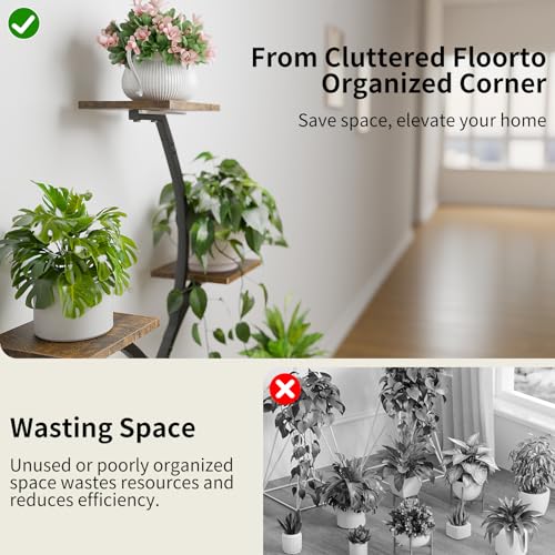 CODACE Plant Stand Indoor with Grow Lights, 6 Tiered Plant Shelf Indoor, 50" Corner Plant Stands for Indoor Plants, Lighted Tree-Shaped Plant Holder, Tall Flower Display Rack for Living Room - color: Black