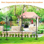 FEED GARDEN Heavy Duty Shepherds Hook 92" Double Hooks Adjustable (44/60/76/92") - Metal 5-Prong Base, 15lb Capacity - Easy Assembly Bird Feeder Pole for Hanging Planters, Lanterns, Wind Chimes - size: 92 Inch