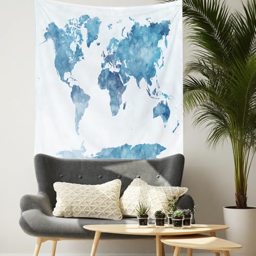 CAPSCEOLL Maps Tapestry, Map Tapestry Wall Hanging World Map Tapestry Blue Map Tapestry Kids Map Hanging Wall Art World Tapestry Blue College Dorm Room Decorations Christmas 50X60 Inches,Blue White - color: Blue White, size: 50"L x 60"W