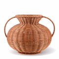 1 Pack Real Rattan Vase Woven Vase for Flower Decorative Wick AER Flower Plant Weave Basket Dark Brown Country Rustic Pastoral Style Tabletop Centerpiece for Home Decor (Pyknic) - style: Pyknic