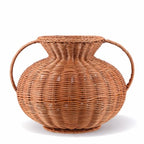 1 Pack Real Rattan Vase Woven Vase for Flower Decorative Wick AER Flower Plant Weave Basket Dark Brown Country Rustic Pastoral Style Tabletop Centerpiece for Home Decor (Pyknic) - style: Pyknic