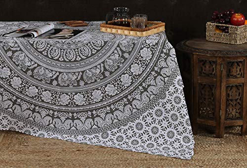 RAJRANG Elephant Mandala Tapestry Cotton Wall Hanging Hippy Tapestries Hippie Beach Throw College Dorm Decor Bohemian Boho Bedsheet - Grey - King 90x108 Inches - color: Pebble grey, size: 90"L x 108"W