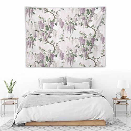 HZOHNAGO Lavender Flower Tapestry Purple Floral Tree Botanical Pattern Printed Wall Tapestry Wall Hanging for Bedroom Living Room Dorm 40" W x 30" H - color: Lavender-3, size: 40"L x 30"W