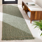 SAFAVIEH Natural Fiber Collection Runner Rug - 2'3" x 6', Green & Natural, Handmade Woven Fringe Jute, Ideal for High Traffic Areas in Living Room, Bedroom (NF826Y) - color: Green/Natural, size: 2'3" x 6' (Runner)