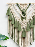 BMIDRUT Hanging Macrame Tapestry Woven Boho Wall Art Handmade Macrame Tapestry Home Wall Decor Wall Pediment 18x30 Inch (Green) - color: Green