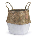 Seagrass Plant Basket with Handles Natural Woven Storage Baskets (White L(9.5" D x 11" H)) - color: White, size: L(9.5" D x 11" H)
