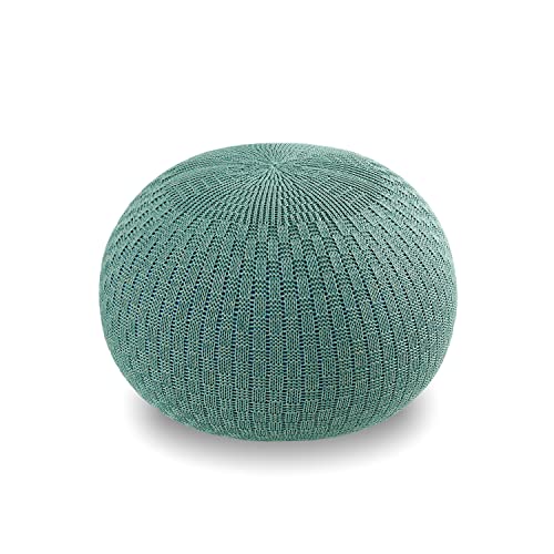 ARTPLAN - Round Knit Pouf - Woven Floor Ottoman - Handmade & Hand Stitched - 19.7 Dia x 12.8 High - Boho Home Décor - Living Room - Bedroom,Agate Green - color: Agate Green