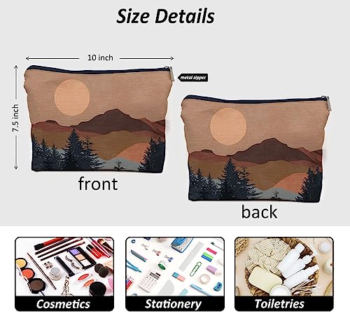 IWXYI Boho Mountain Sun forest Cosmetic Bag,Neutral Boho Mid-Century Sun Women's Makeup Make Up Bag Zipper Pouch Travel Toiletry Gifts For Women Teenage Girls Boho Lover - color: boho mountain