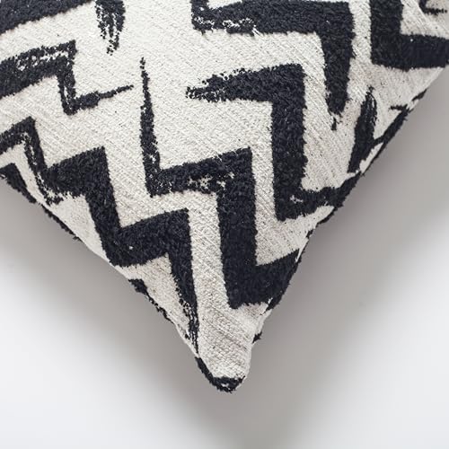 Woven Jacquard Throw Pillow Cover, Pack of 1 Geometric Pattern Textured Decorative Cushion Covers for Sofas, Couches, Fade Resistant Pillow for Sofa & Couch, Havana, Black-White, 18x18 Inch - color: Black & White