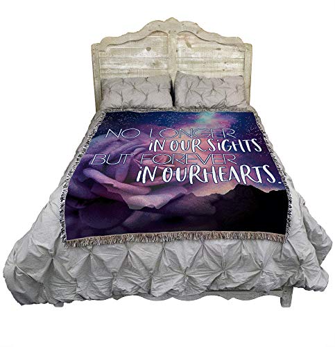 Pure Country Weavers No Longet in Our Sights But Forever in Our Hearts Blanket Rose - Sympathy Bereavement Gift Tapestry Throw Woven from Cotton - Made in the USA (72x54) - color: Our Sights Rose, size: 72" x 54"
