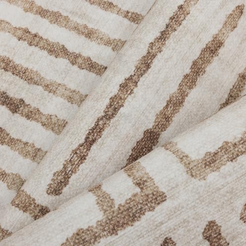 ReaLife Rugs Machine Washable Area Rug Runner - Living Room Bedroom Bathroom Kitchen Entryway Office - Non-Slip Baking Low Pile Stain Resistant Premium - Modern Geometric - Finn - Beige 2'6" x 6' - color: Finn - Beige, size: 2'6" x 6' (Rectangular)