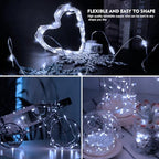 AIKEI 12 Pack Led Fairy Lights Battery Operated String Lights Waterproof Silver Wire 7 Feet 20 Led Firefly Starry Moon Lights for DIY Wedding Party Bedroom Patio Christmas (12 Pack, White) - color: White, size: 12PCS-STANDARD