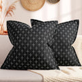 ZWJD Pillow Covers 16x16 Set of 2 Soft Polyester Textured Pillow Covers with Stylish Flange Edge Cozy Farmhouse Throw Pillows for Couch Bed Sofa Living Room - color: Black, size: 16" x 16" (Pack of 2)