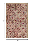 SAFAVIEH Cape Cod Collection Accent Rug - 4' x 6', Natural & Red, Handmade Flat Weave Diamond Braided Jute & Denim, Ideal for High Traffic Areas in Entryway, Living Room, Bedroom (CAP354B) - color: Natural/Red, size: 4' x 6' (Rectangular)