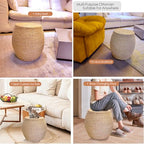 Round Poufs Ottoman,Hand Woven Natural Braided Cattail Ottomans Pouf for Patio,Home,Office,Living Room,Bedroom Indoor Outdoor Porch,Seagrass Footstool/Floor Accent Chair,Ottoman Foot Rest (Round)
