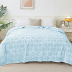 Exclusivo Mezcla Fleece Throw Blanket for Couch, Super Soft and Cozy Blankets All Season Use, Leaves Pattern, Plush Fuzzy Lightweight, Ice Blue, 50x60 Inch - color: Ice Blue, size: Throw(50"x60")
