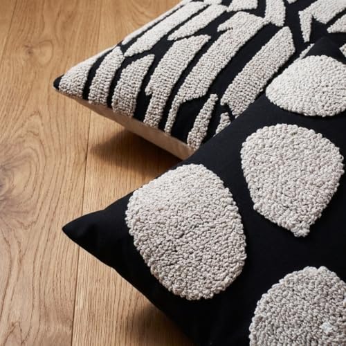 Zealax Black Cream 12x20 Pillow Cover, Cute Easter Throw Pillow Covers Neutral Decorative Lumbar Pillow Cases, Modern Accent Tufted Oblong Pillow Woven Sham for Couch Bed Living Room, 1PC - size: 20" x 12" (Pack of 1)