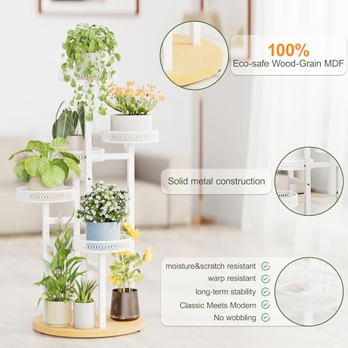 White Stand Plants, 5-Tier Metal Plant Stands for Outdoor Indoor Plants,Heavy Duty Flower Pot Stands for Multiple Plants,Decoration Display Racks for Patio Garden -WhiteFlower - color: WhiteFlower, size: 5-tiers