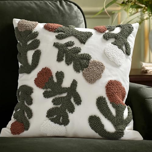 Boho Pillow Covers 18X18 Inch Boho Tufted Throw Pillow Covers Decorative Tassels Cushion Cover Farmhouse Pillow Case for Couch Sofa Bed Living Room Bedroom, Rust Floral - color: Boho Floral Rust, size: 18" x 18" (Pack of 1)