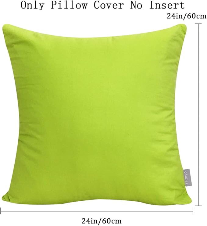 Thmyo 4-Pack 100% Cotton Comfortable Solid Decorative Throw Pillow Case Square Cushion Cover Pillowcase Sublimation Blank Pillow Covers DIY Throw Pillowcase for Sofa(24x24 inch/ 60x60cm,Light Green)