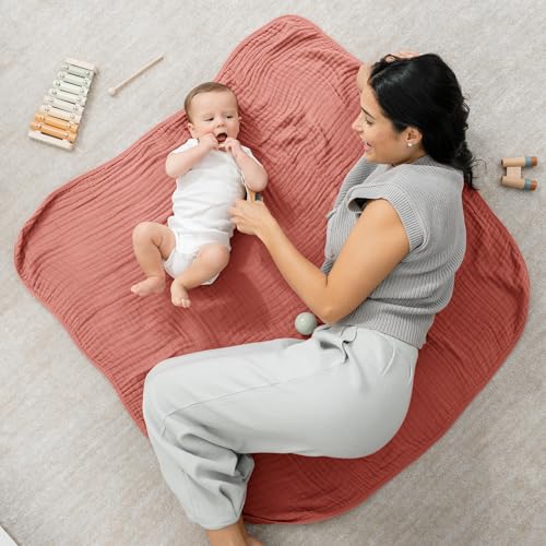 Comfy Cubs Muslin Baby Blanket - Soft, Lightweight, 6-Layer Cotton Swaddle Blankets for Newborns, Infants & Toddlers - 40" x 40" Large, Breathable & Versatile for Sleeping & Tummy Time - Dusty Rose - color: Dusty Rose, size: Baby - 40" X 40"