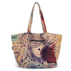 OPQRSTU Women Hippie Tote Hand Bag Large Capacity Bohemian Bag Portable Tourist Shoulder Bags - color: Khaki