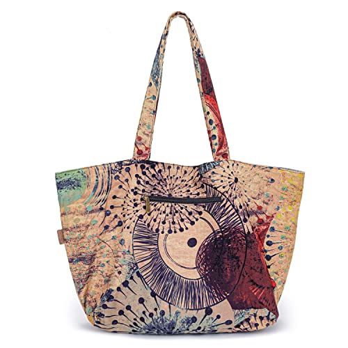 OPQRSTU Women Hippie Tote Hand Bag Large Capacity Bohemian Bag Portable Tourist Shoulder Bags - color: Khaki