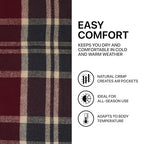 Cozy Wool Blanket, 100% New Zealand Wool, Tartan Design, Red & Blue, 67 x 79 in, Queen Size - color: Red and Blue