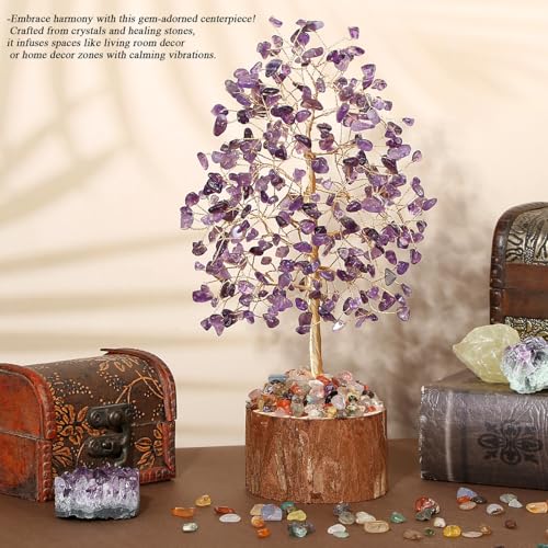 MAIBAOTA Amethyst Crystal Tree of Life Purple Office Home Decor Good Luck Handmade Feng Shui Spiritual Gifts for Women - color: Purple02