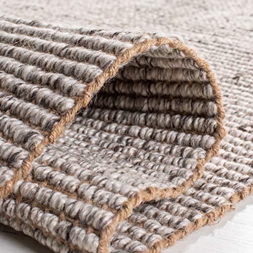 SAFAVIEH Natural Fiber Collection Accent Rug - 2' x 3', Silver & Natural, Handmade Woven Fringe Jute, Ideal for High Traffic Areas in Entryway, Living Room, Bedroom (NF826G) - color: Silver/Natural, size: 2' x 3' (Rectangular)