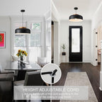 Modern Large Pendant Light Fixture, 17.7 inch,Natural Wood Cap, Matte Black Finish, Simple Pendant Lighting for Kitchen Island, Dining Room, Table - color: Black, size: 17.7 inches