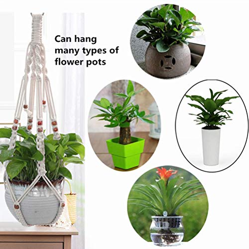 Belit 2 Pack Macrame Plant Hangers Indoor Hanging Planter Basket Decorative Flower Pot Holder Rope for Indoor Outdoor Home Decor - color: Ivory, size: 25.5"- 1 Tier