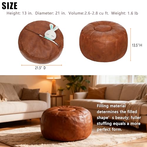 Thgonwid Unstuffed Moroccan Ottoman Pouf Cover, Ottoman Footstool Storage Solution, Bean Bag Chair, Foot Rest, Brown - color: Brown