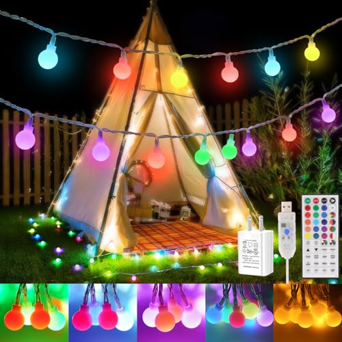 OMIKA 24 Colors Indoor String Lights with Remote, 16.5ft 50LED String Lights Bedroom USB Powered, Color Changing Christmas Lights Hanging for Dorm Classroom Tapestry Party Garden Patio Wall Xmas Décor - color: Color Changing, size: 16.5ft 50LED