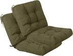 QILLOWAY Outdoor Seat/Back Chair Cushion Tufted Pillow, Spring/Summer Seasonal Replacement Cushions - Set of 2 (Sage)