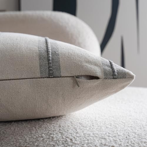 Cethom Boho Lumbar Pillow Covers 14x36 Long, Pack of 1, Grey Striped Decorative Body Pillowcase for Couch Bed, Textured Farmhouse Accent Cushion Covers for Living Room Bedroom Sofa Home Decor - color: Grey, size: 36" x 14" (Pack of 1)