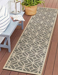 Rugshop Blue Contemporary Geometric Indoor/Outdoor Area Rug — Hose Washable for Hallway, Entryway and Kitchen, 2'3" x 8' - size: 2'3" x 8' (Rectangular)