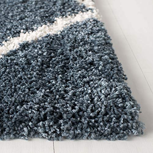 SAFAVIEH Hudson Shag Collection Accent Rug - 2' x 3', Slate Blue & Ivory, Trellis Design, Non-Shedding & Easy Care, 2-inch Thick Ideal for High Traffic Areas in Foyer, Living Room, Bedroom (SGH281L) - color: Slate Blue/Ivory, size: 2' x 3' (Rectangular)