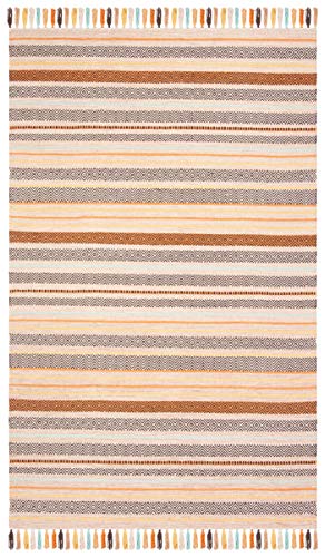 SAFAVIEH Montauk Collection Area Rug - 5' x 8', Beige & Multi, Handmade Boho Stripe Fringe Cotton, Ideal for High Traffic Areas in Living Room, Bedroom (MTK901A) - color: Beige/Multi, size: 5' x 8' (Rectangular)