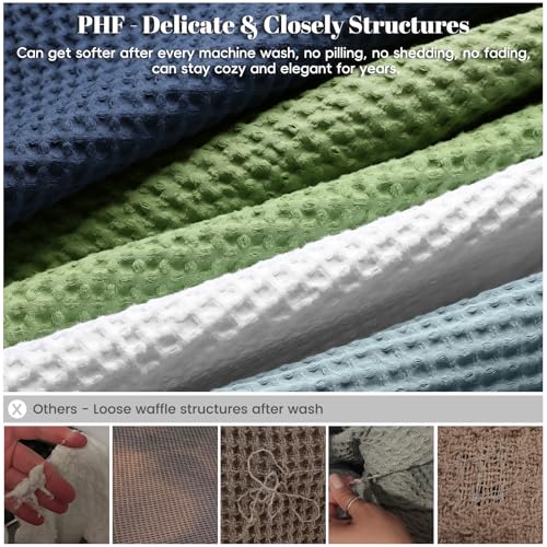 PHF Pre-Washed 100% Cotton Waffle Weave Blanket Queen Size for Bed,Snag Proof Throw Blanket for Couch Spring Summer Lightweight Breathable,Machine Washable, Home Decor Gift - White - color: White, size: Queen(90" x 90")