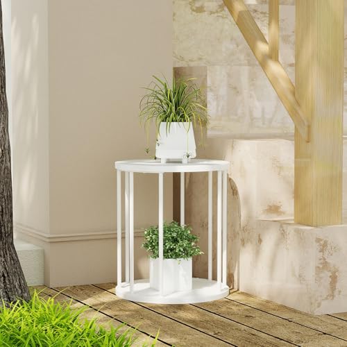 Plant Stand Indoor,small plant stool,Flower Pot Corner stand holder,Mid Century Heavy Duty Metal Tall Home Decor,Modern Round End Table,Small Rustic Display Stand for Living Room,Bedroom(White,14In) - color: 35cm white
