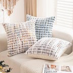 Boho Throw Pillow Covers Set of 2-18x18 Inch Farmhouse Tufted Pillow Covers Neutral Chenille Boho Throw Pillows, Accent Fluffy Pillow Cases for Couch Living Room Bed Sofa, Yellow and White - color: Yellow, size: 18" x 18" (Pack of 2)