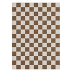 GarveeHome Checkered Terracotta Brown 3x5 Washable Rug Geometric Diamond Dot Modern Neutral Boho Soft Low-Pile Small Rug for Bedroom Nursery Living Room Entryway Non-Slip TPE Backing - color: Terracotta Brown, size: 3' x 5' (Rectangular)