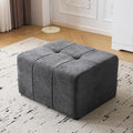 Square Stuffed Pouf Ottoman,Chenille Poufs with Foam Chunk Filling, 27.9 X 16.1 Floor Poufs for Sofa,Accent Foot Rest Stool for Living Room, Grey - color: Grey